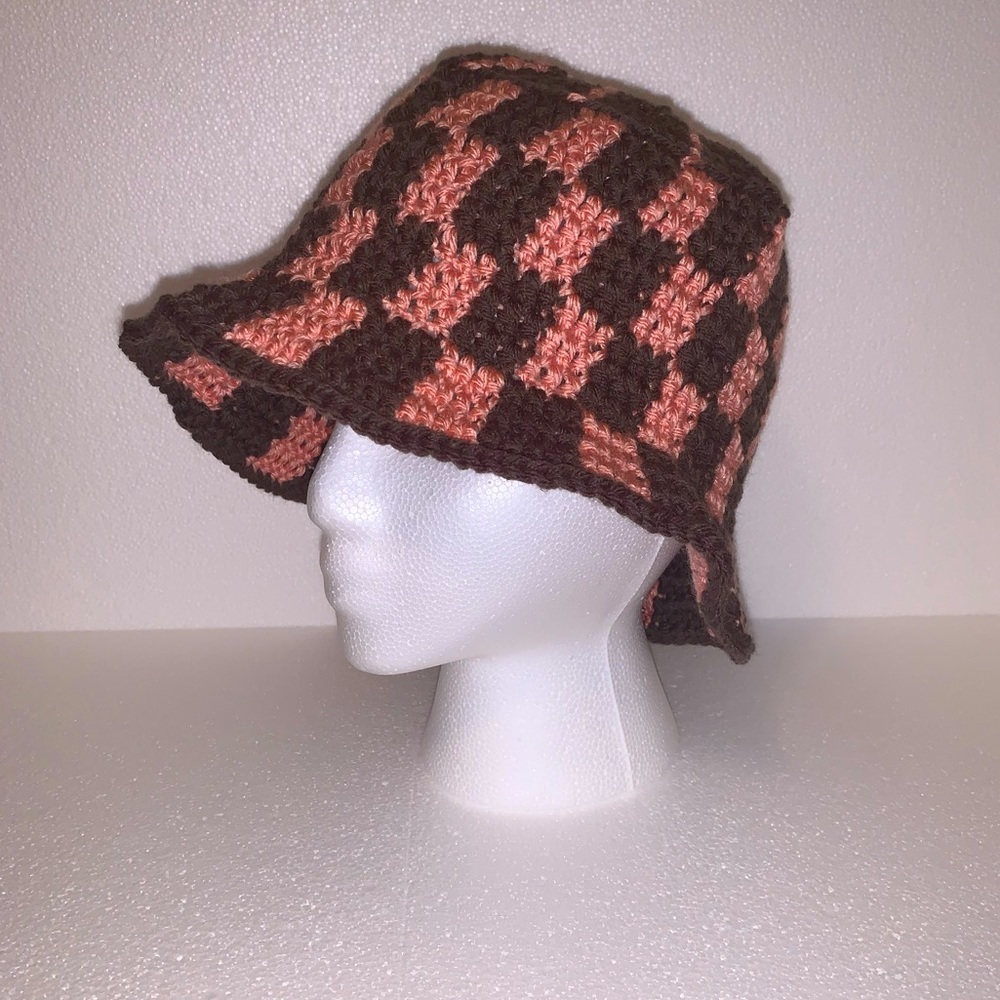 CHECKERED Crocheted Bucket Hat